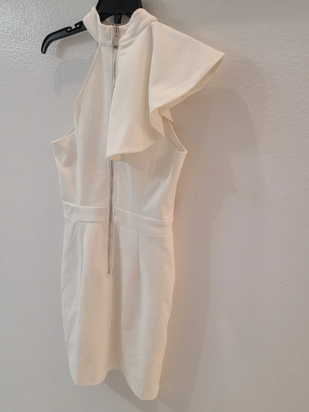 One-Shoulder White Mini Dress with Neck Tie Detail Size S/4